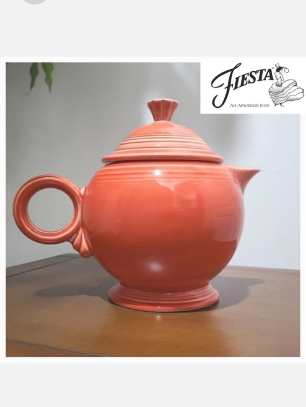 Fiesta Tablewear Co. Full Size 44oz Covered Ceramic Teapot Persimmon Orange